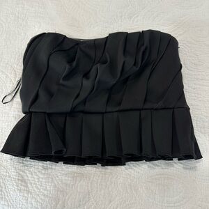 Zara Black Bubble Top with Pleated Ruched Design